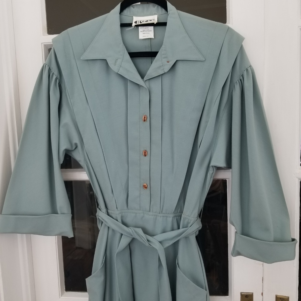 Vintage Shirt Dress - Blue Button Down - Picture 3 of 6